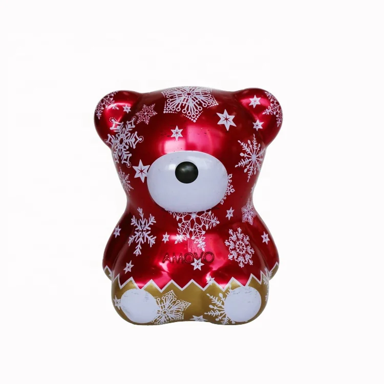 Wholesale children storage Christmas gift pocket money piggy bank bear tin box can