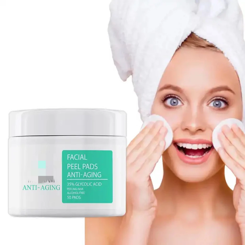 Private Label 2% Salicylic Acid Anti Acne Face Exfoliating Peel Wipes Skin Care 10% Peeling Cleansing Glycolic Acid Pads