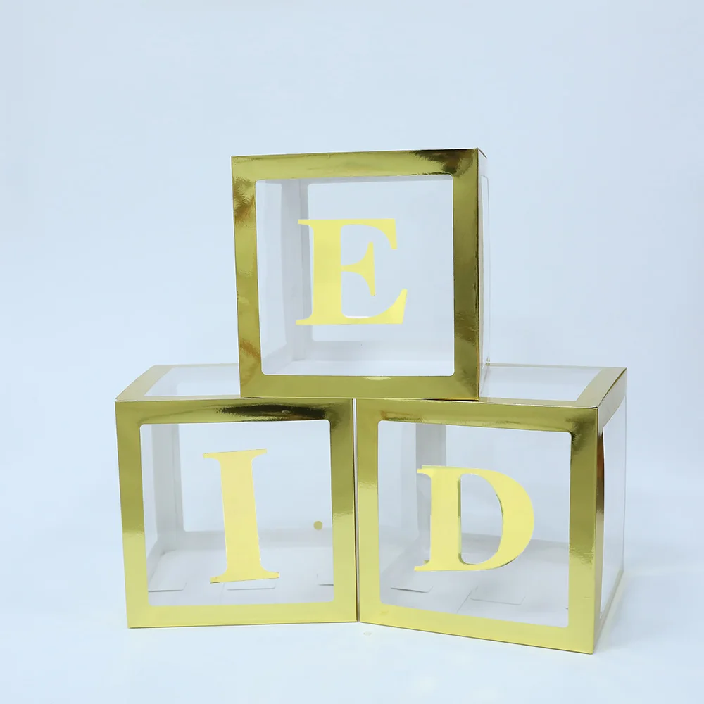 Creease Eid Mubarak несколько комбинаций DIY Белое золото серебро прозрачные воздушные шары коробки с буквами Ramadan Kareem