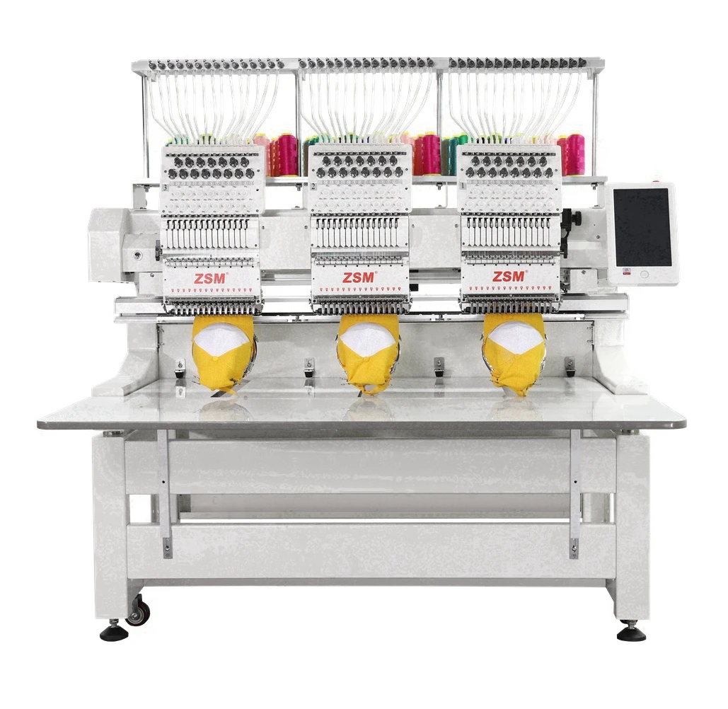 high speed computer three heads embroidery machine high production 3 head embroidery machine computer cap embroidery machine