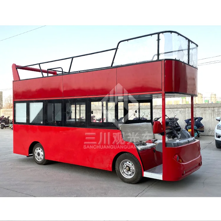 Fairground Attraction Outdoor Rides Double Decker Electric Tourist Bus For Sale