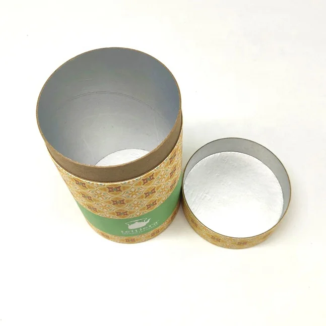 Custom Logo Eco Friendly Food Grade Cardboard Cylinder Round Coated Kraft Paper Boxes For Coffee Leaf Tea Packaging