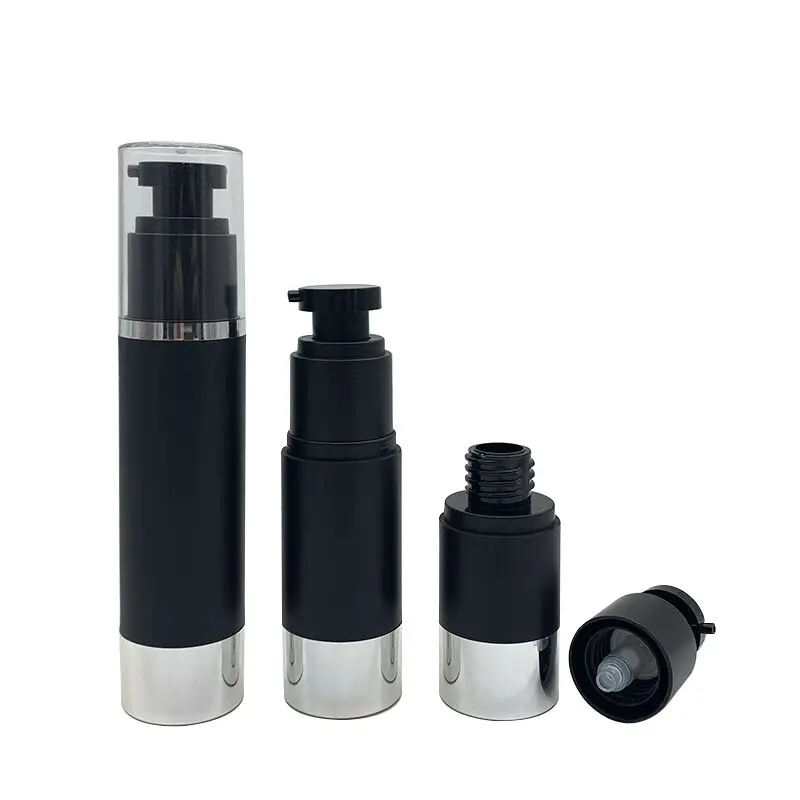 custom 15ml 30ml 50ml lotion serum spray Transparent white black cosmetic pump airless bottle