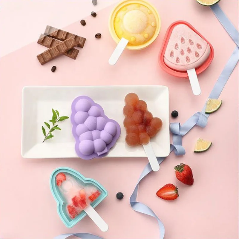 2022 new DIY customized silicone popcical food grade safe  ice cream popsicles molds