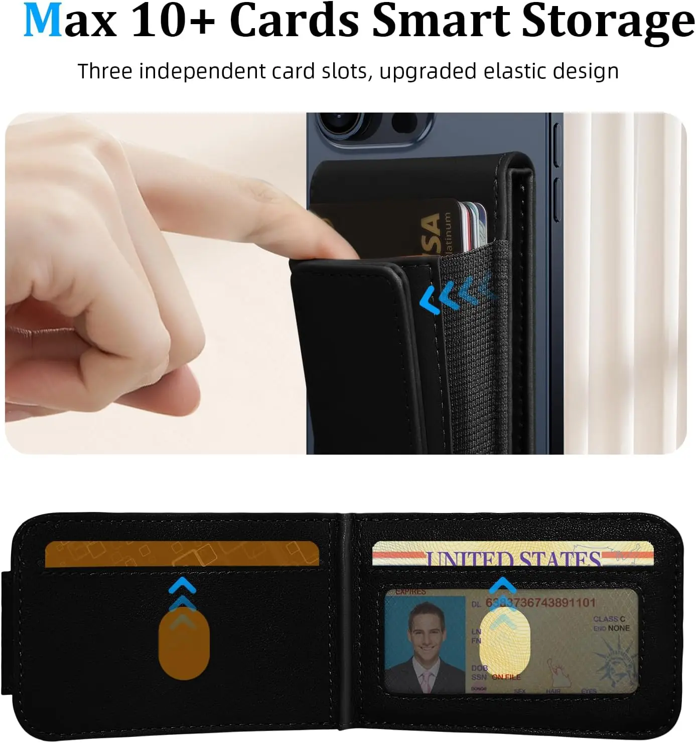 2024 newest magnetic phone wallet men slim money clip with stand credit card holder for iPhone 16/15/14 /13/12  Pro Max Plus