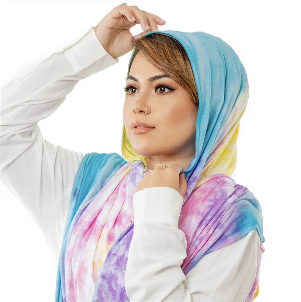 Wanyi hijab scarf factory supply 2023 new design high quality tie dye muslim jersey maxi hijab scarf