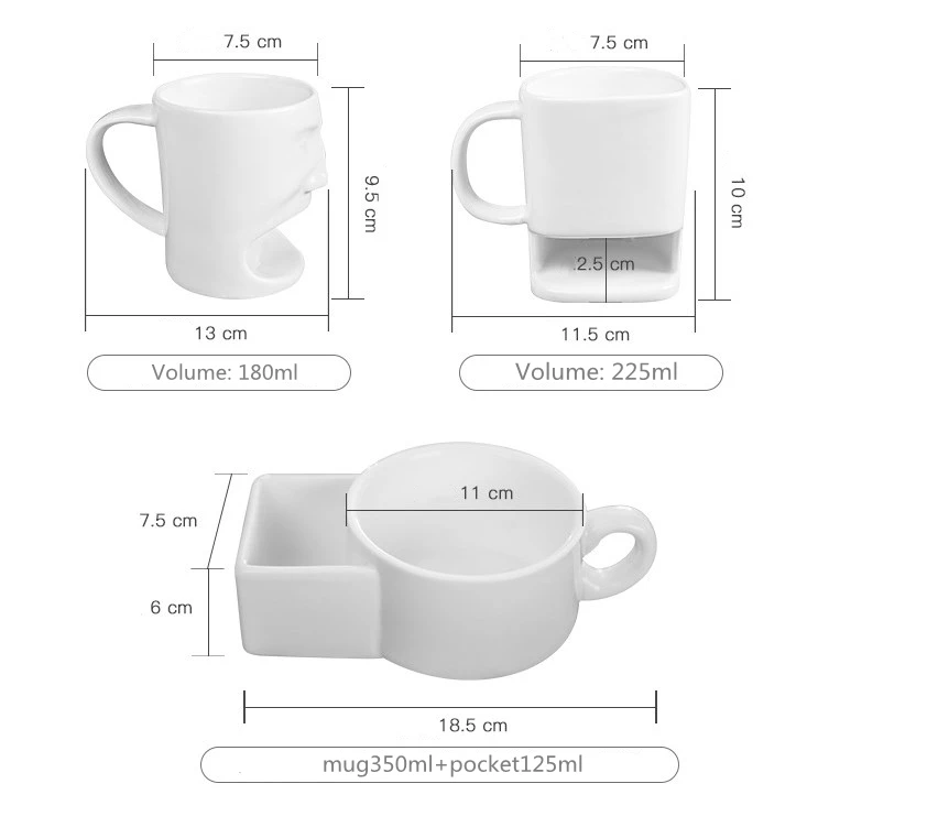 Aesthetic Mug Ceramic Coffee Mug With Biscuit Cookie Dessert Pocket