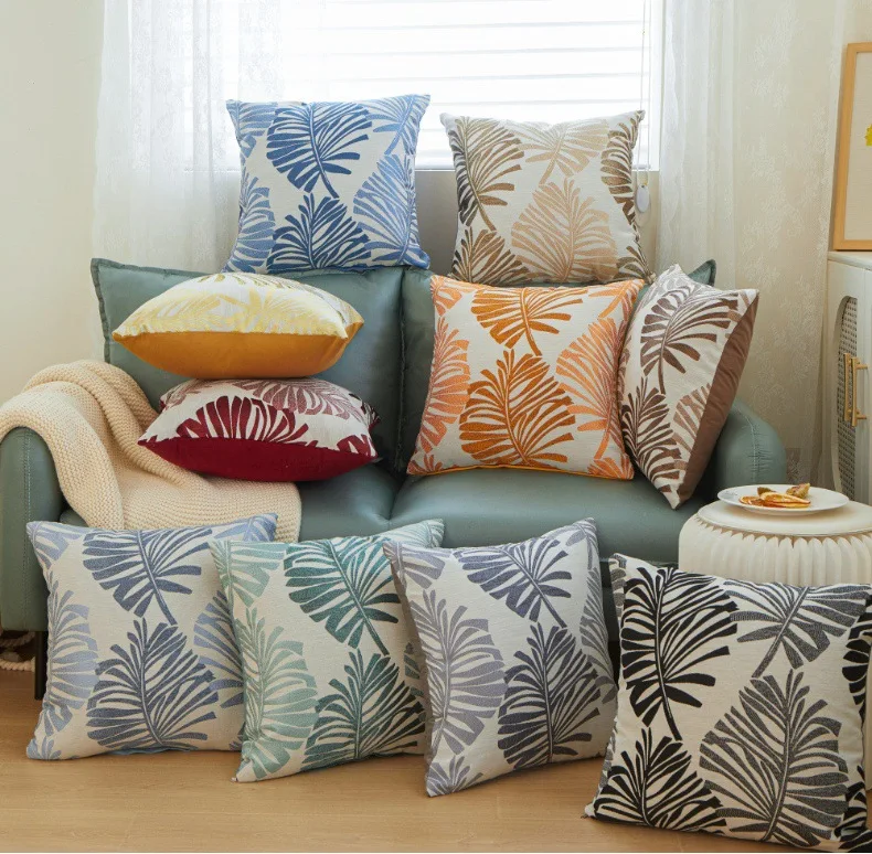 Wholesale 45x45cm/18x18inch Palm Leaf Design Cushion Cover Throw Pillow Cover For Sofa