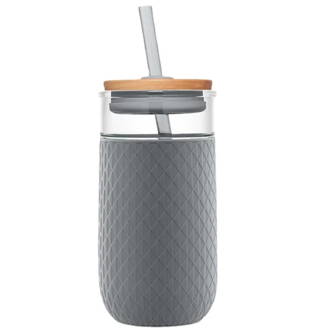 Devon Glass Tumbler with Silicone Sleeve  silicone sleeve glass straw mug with bamboo lid glass pipe