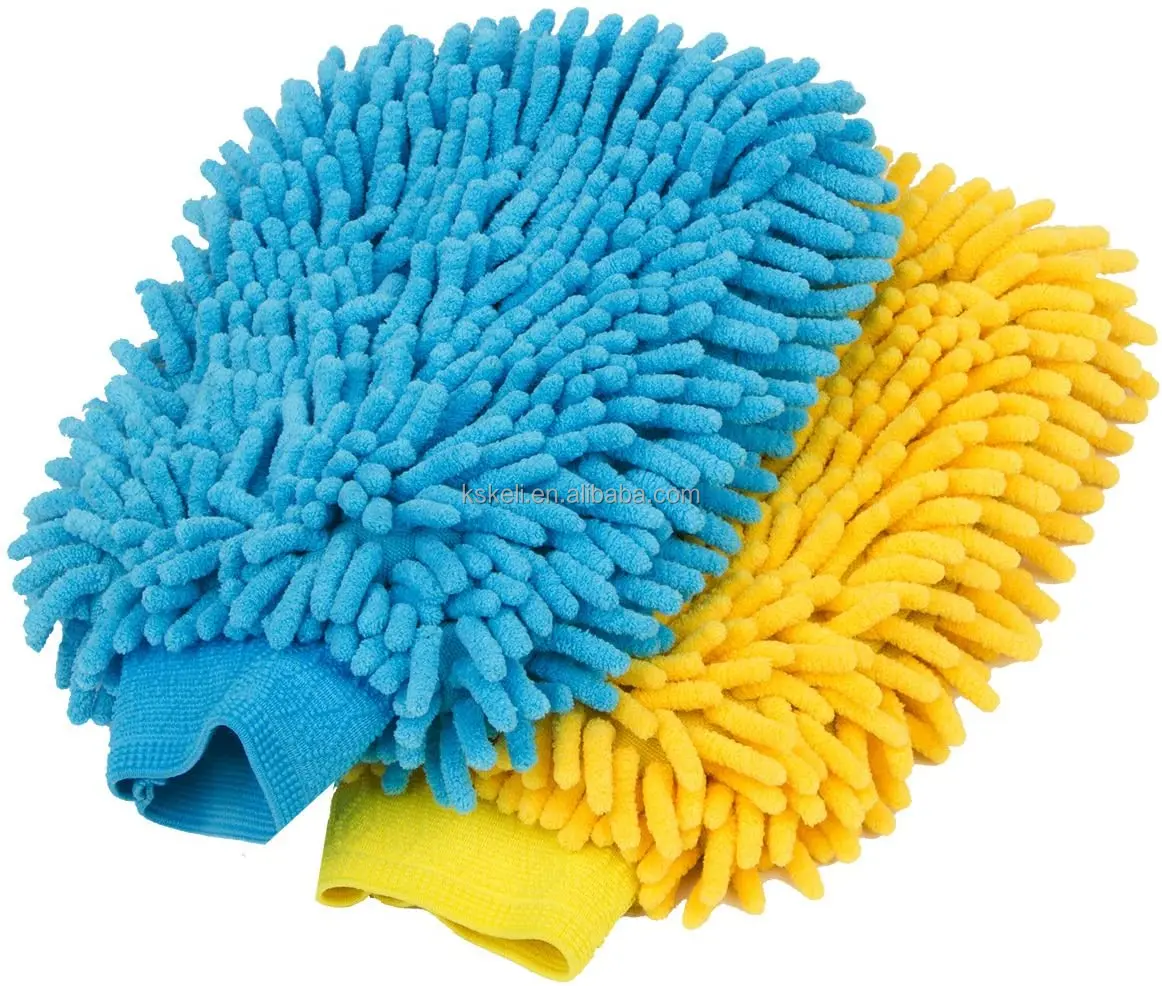 Two Sides Lint  Car Wash Gloves Chenille Microfiber Wash Mitt Brush Tools for Car Window Body