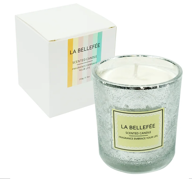 High-end scented candle lace embossed smokeless essential oil soybean wax starry cup handmade fragrance candle atmosphere gift