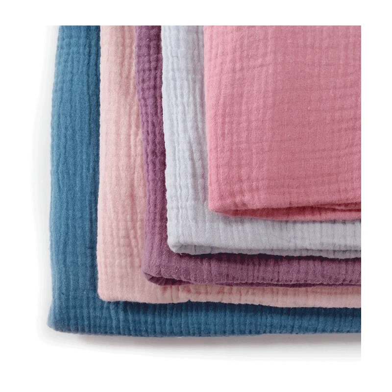 Oeko-Tex certified 100% Cotton Organic Muslin Double Layer baby eco Friendly Garment Crepe Double Gauze Fabric