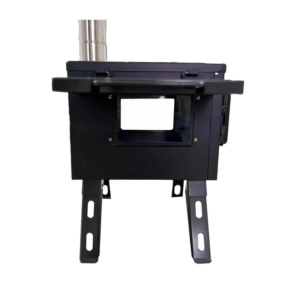 innovative  portable foldable small camping bell tent camping kitchen wood burning  stove with three glass for camping