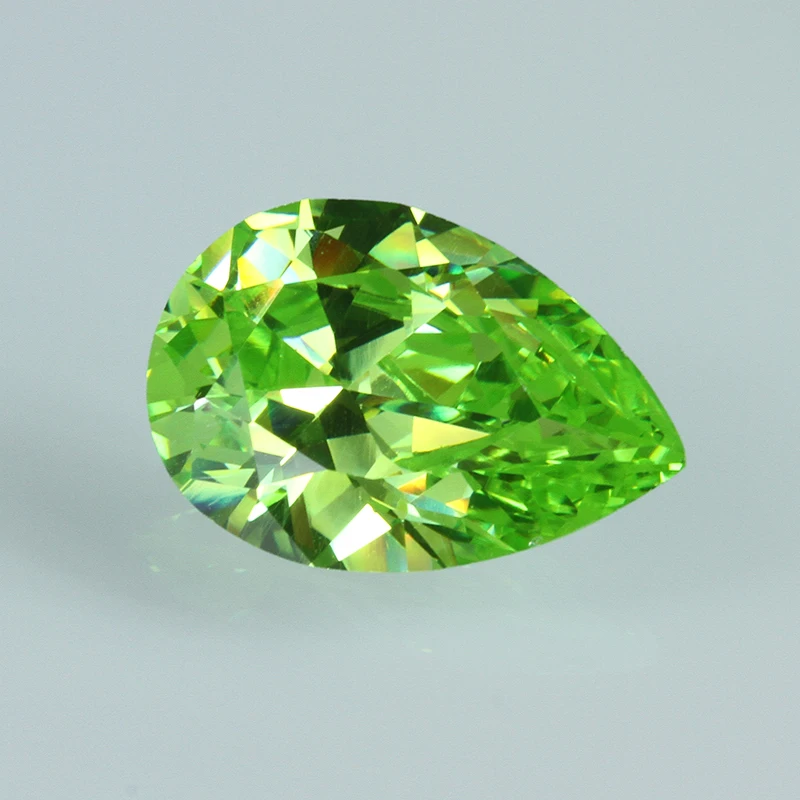 Cheap Price High Quality Pear Cut Green Color Preciosa Mystic Zirconia Cubic Zirconia CZ Stone Bulk Loose Stones Wholesale Price