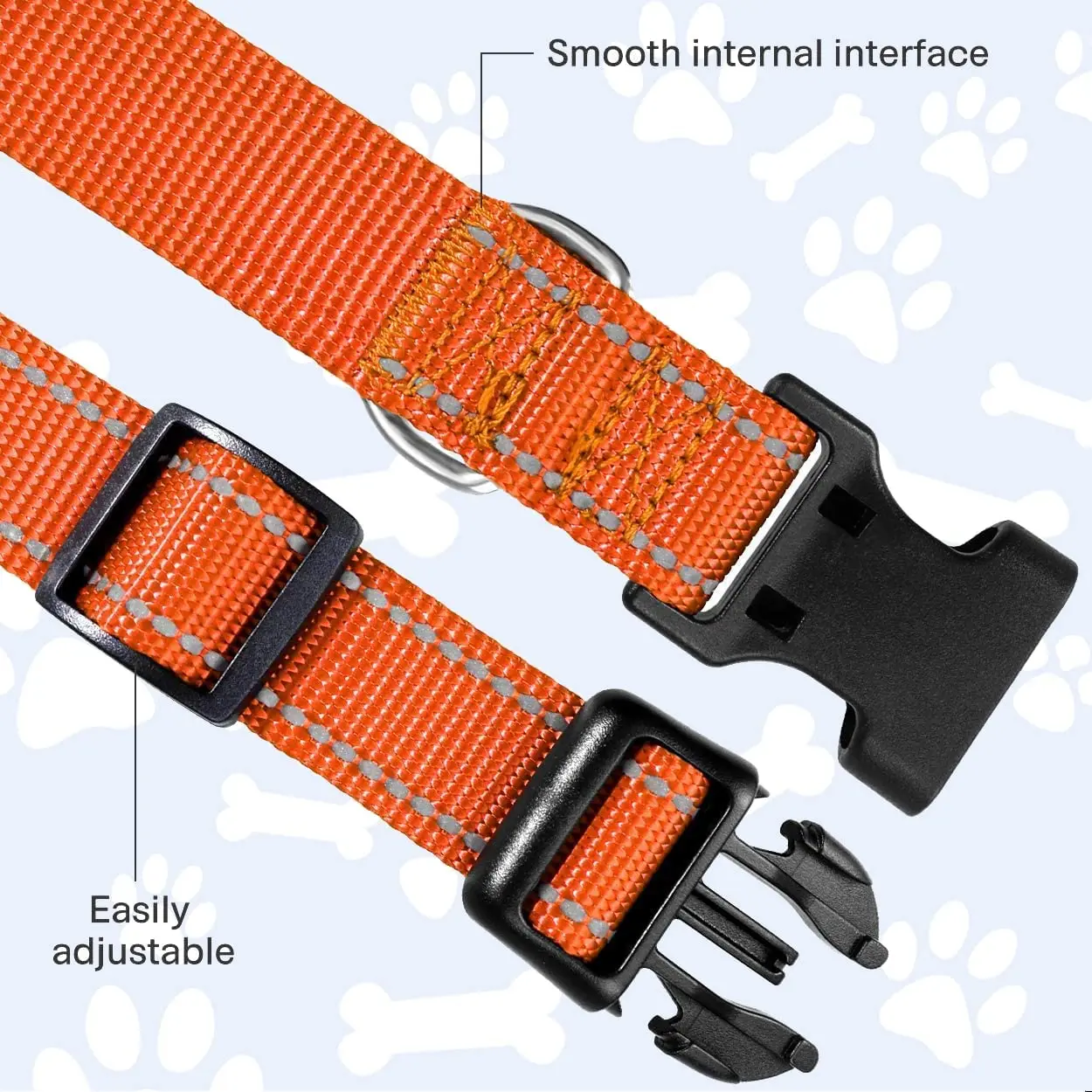 Custom Pet Supplies Christmas Halloween Adjustable Reflective Nylon Dog Neck Collar with Buckles