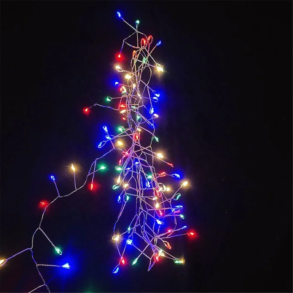 2M 5M LED Copper Wire Fairy LED String Lights Fireworks Firecrackers  Garland Light for Christmas Window Wedding Party Battery
