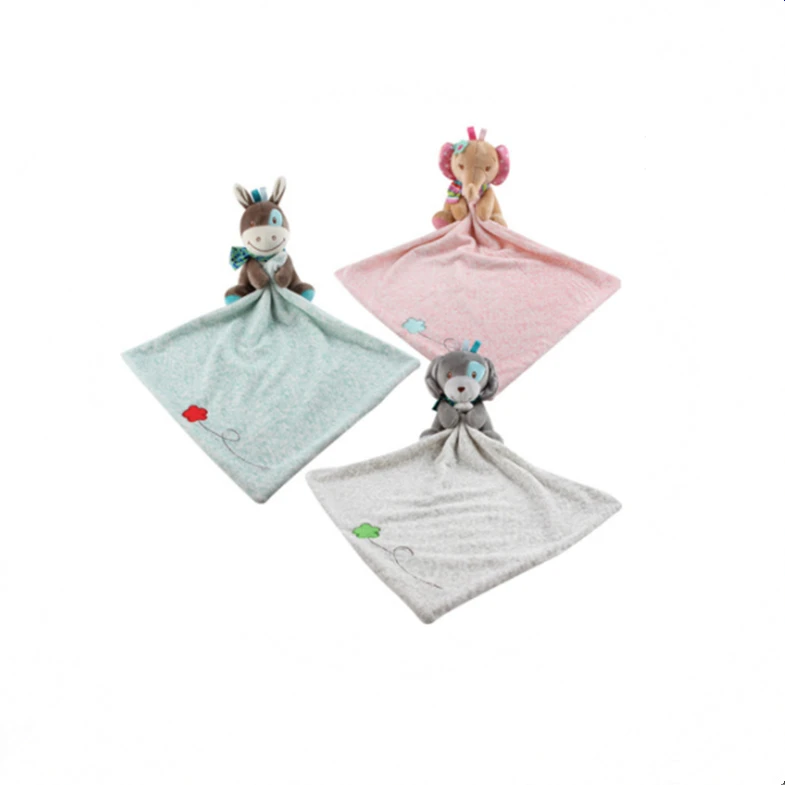Low Price Custom Plush Animal Baby Security Blanket With Animal  Children Soothing Toys