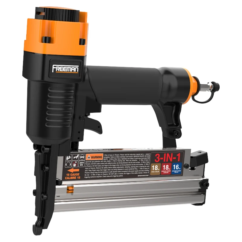 Freeman 16 18 Gauge 2 Inch 3 In 1 Pneumatic 90 Series Narrow Crown Staplers Air Finish and Brad Nailer Gun