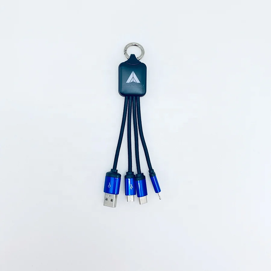 promotional gift products Nylon Braided Fast LED Charger 3in1 usb cable Universal Charger Cord Adapter Type C Micro USB