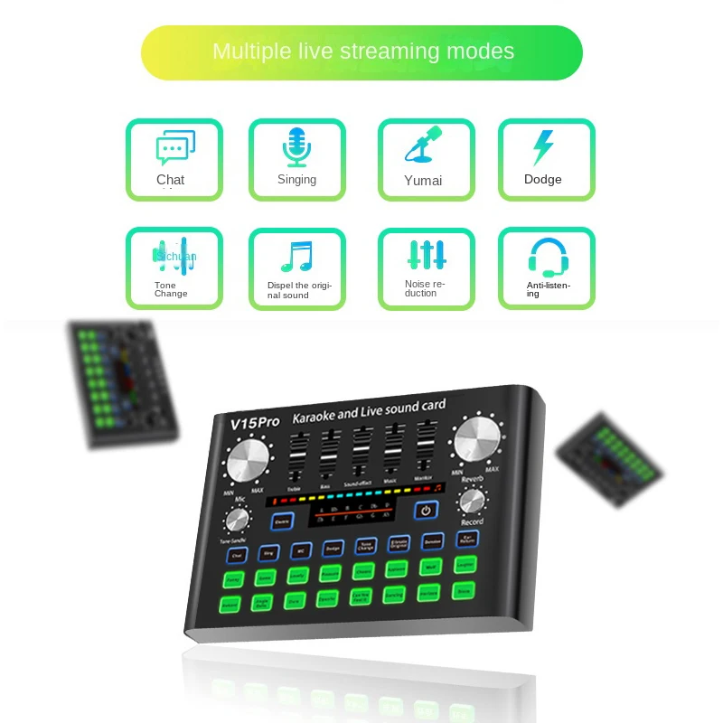 Professional Live Stream Vocal Sound Card Audio Interface Mixer Support Multi-Channel Mixing Sound Card