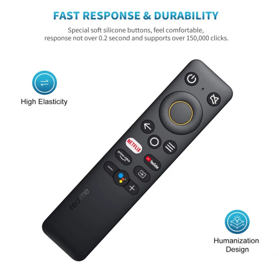 New Android Remote Control for Realme All-in-one Smart LED TV with YouTube, Netflix, Video & Google Assistant