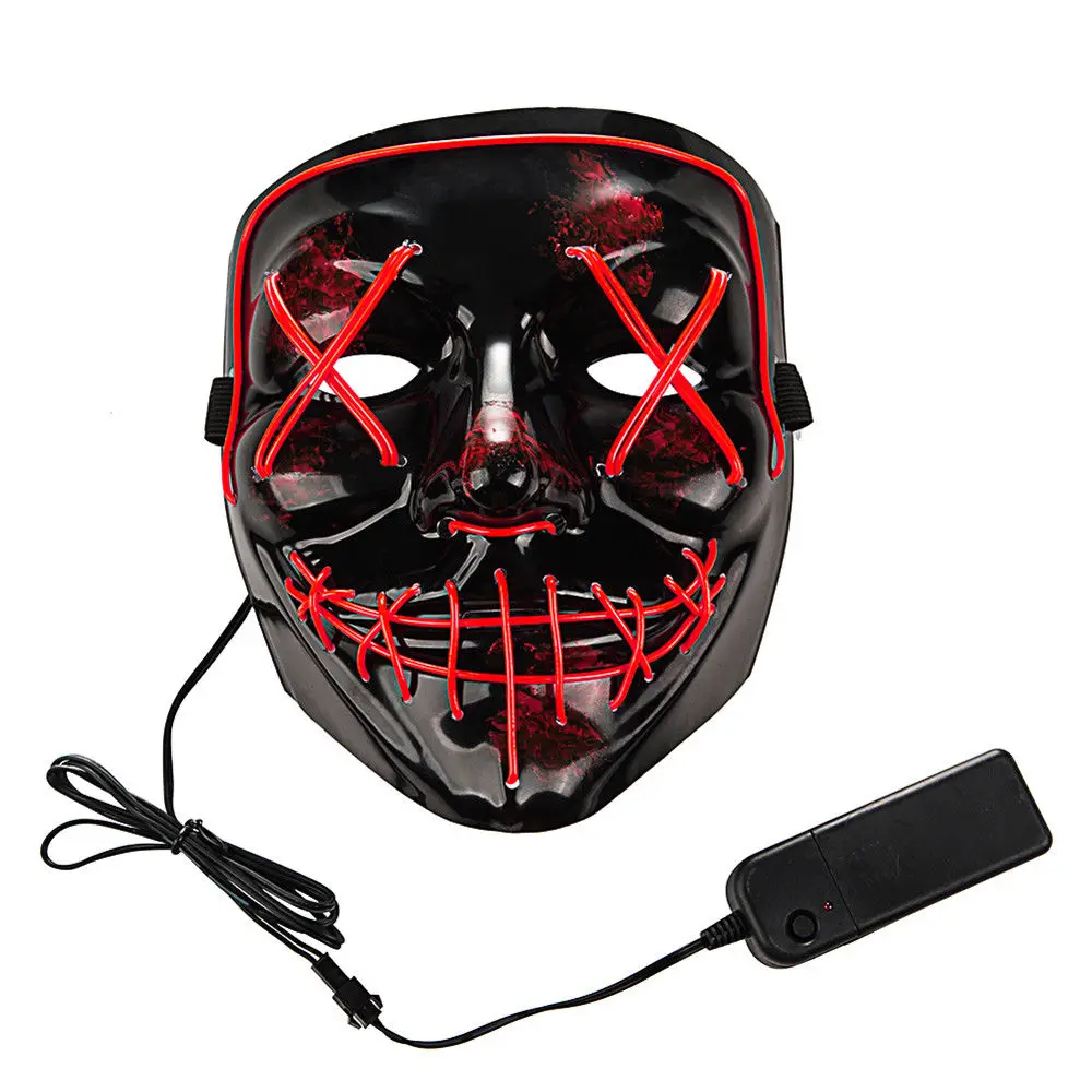 Custom Party Plastic El Wire Mask Flashing Neon LED Purge Mask For Halloween