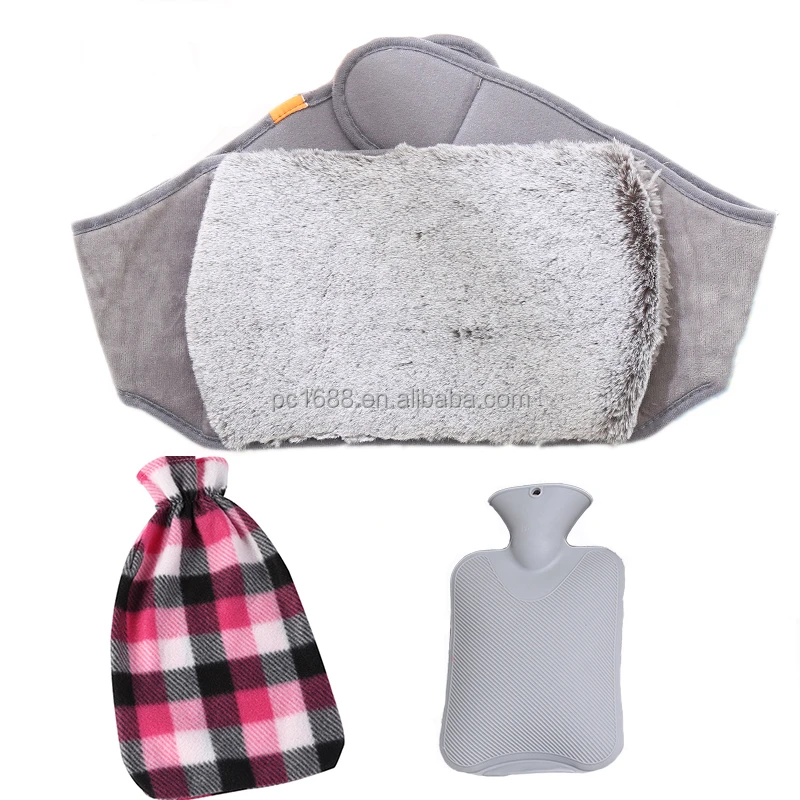 Hot water bag with cover 1000ml PVC hot water bottle plush belt comfortable waist belt 3 in 1