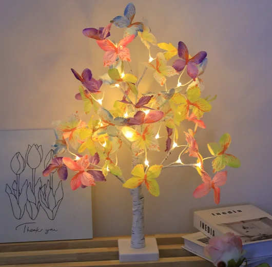 Newish Table Desk Decor For Bedroom Indoor tree Light butterfly Blossom Night Light 60cm battery box