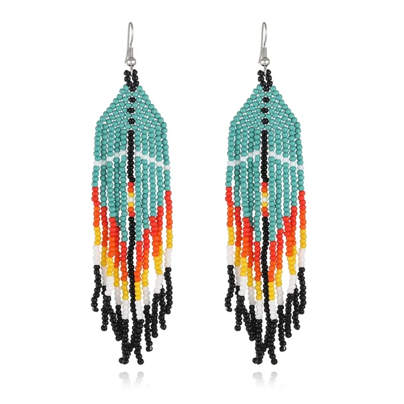 Wholesale Fashion Boho Handmade Glass Beaded Earrings Beach Miyuki Beads Long Tassels Fringe Earrings For Women Jewelry
