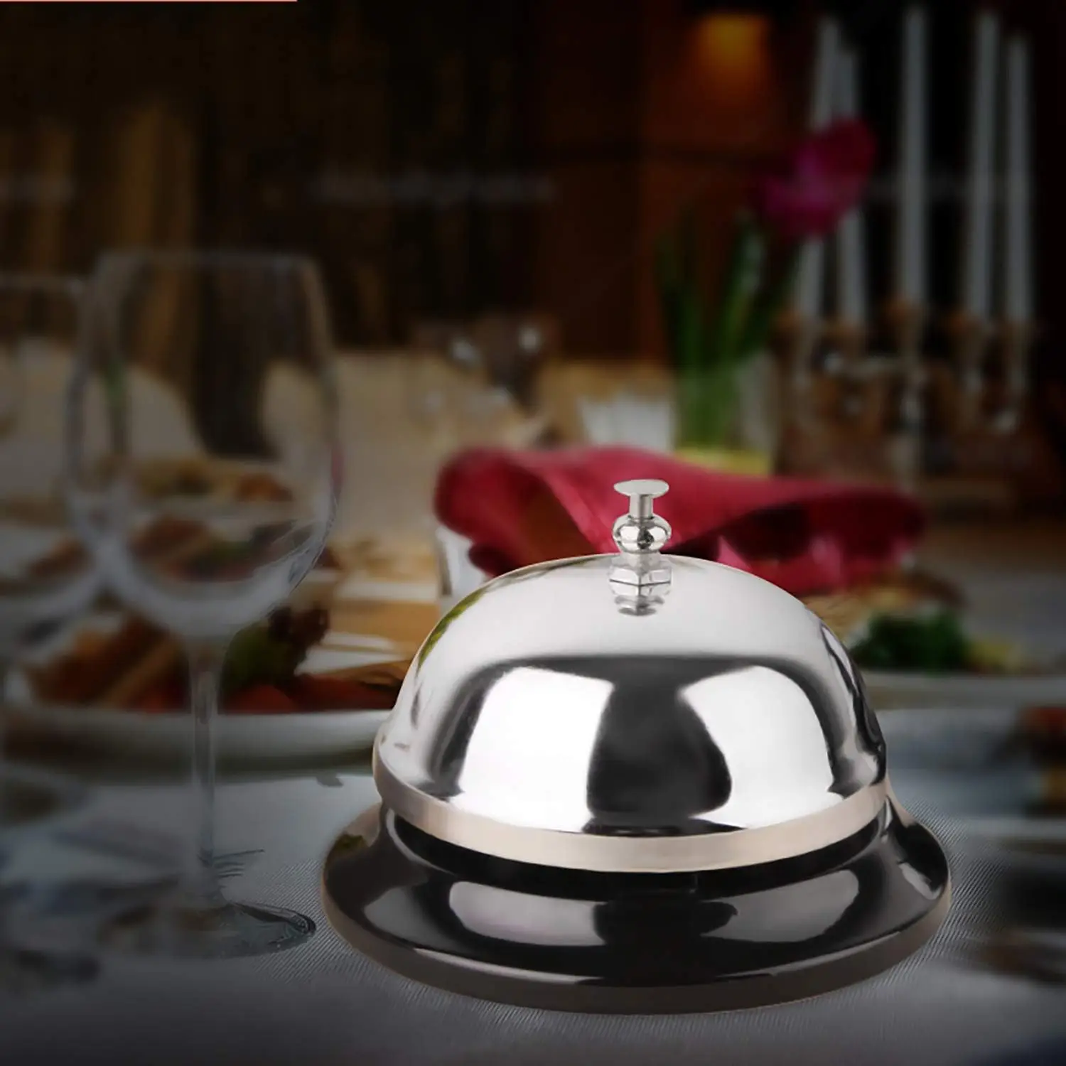 Wall Bell Desktop Ring Service Metal Bell Ding Bell for Restaurant Hotel Room Kitchen Party Office Table Love Pattern