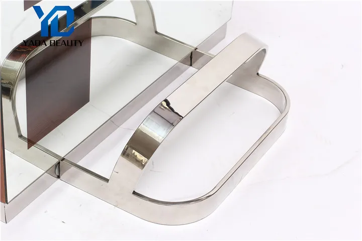 Guangzhou cheap luxury makeup salon furniture two sides hairdressing styling mirror salon station with dryer holder