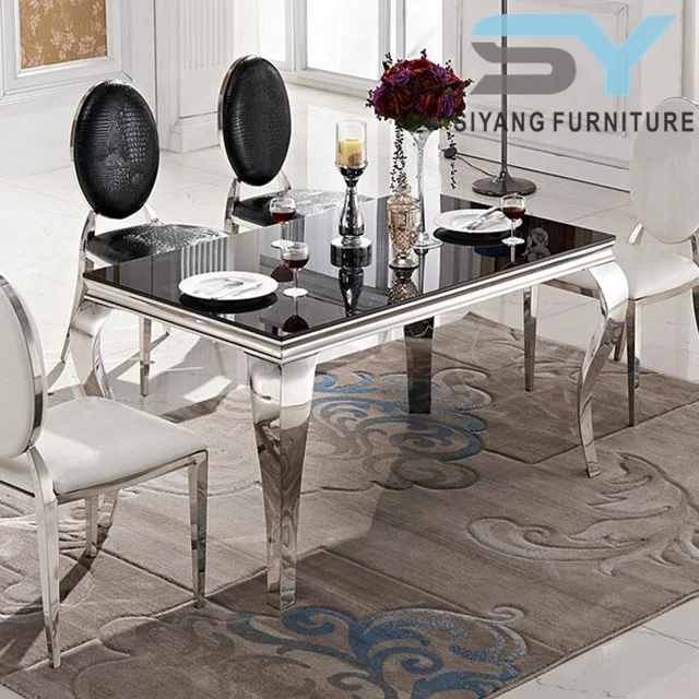Hot Sale Marble Top Stainless Steel Dining Table For Round Dining Table Set Dining Room Furniture