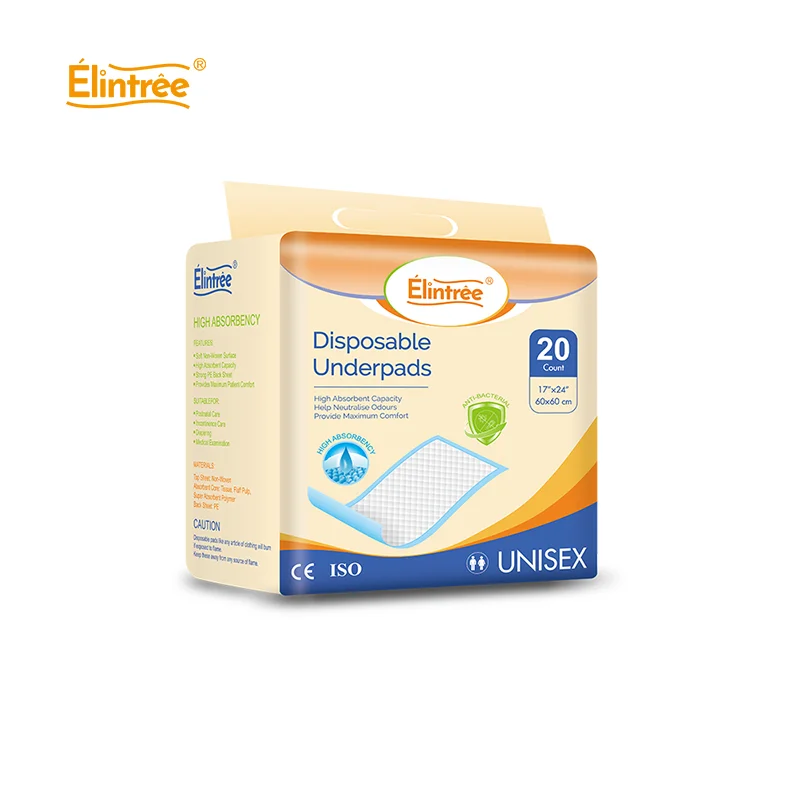 Elintree Blue Disposable Heavy Absorbency Incontinence Adult Underpads Waterproof Urine Pads  For Seniors