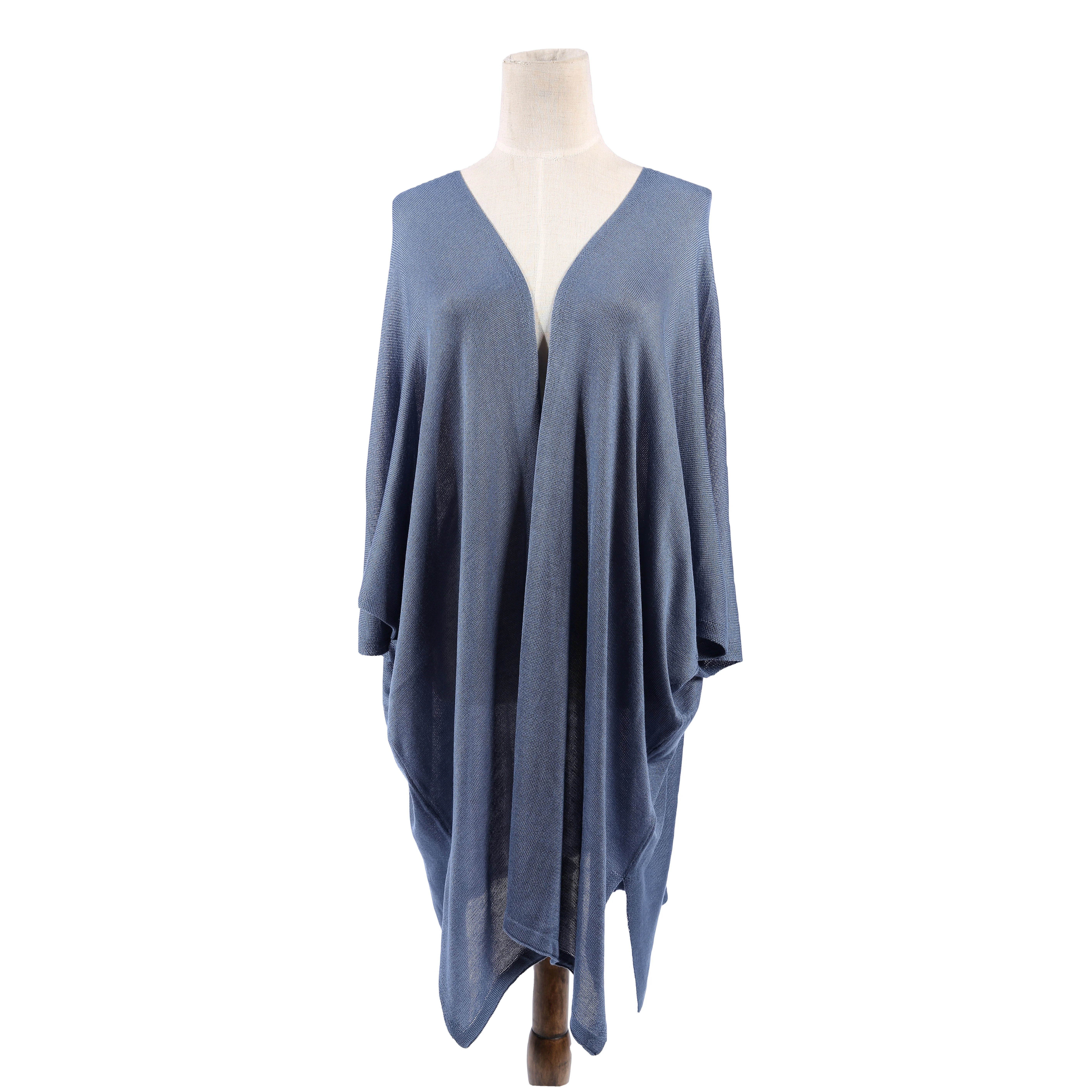OEM ODM Hot sale spring ladies rayon solid fine gauge knit poncho Piece dyed knit kimono