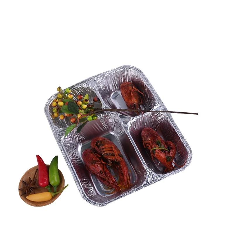 Одноразовый контейнер для еды из алюминиевой фольги с 4 отделениями