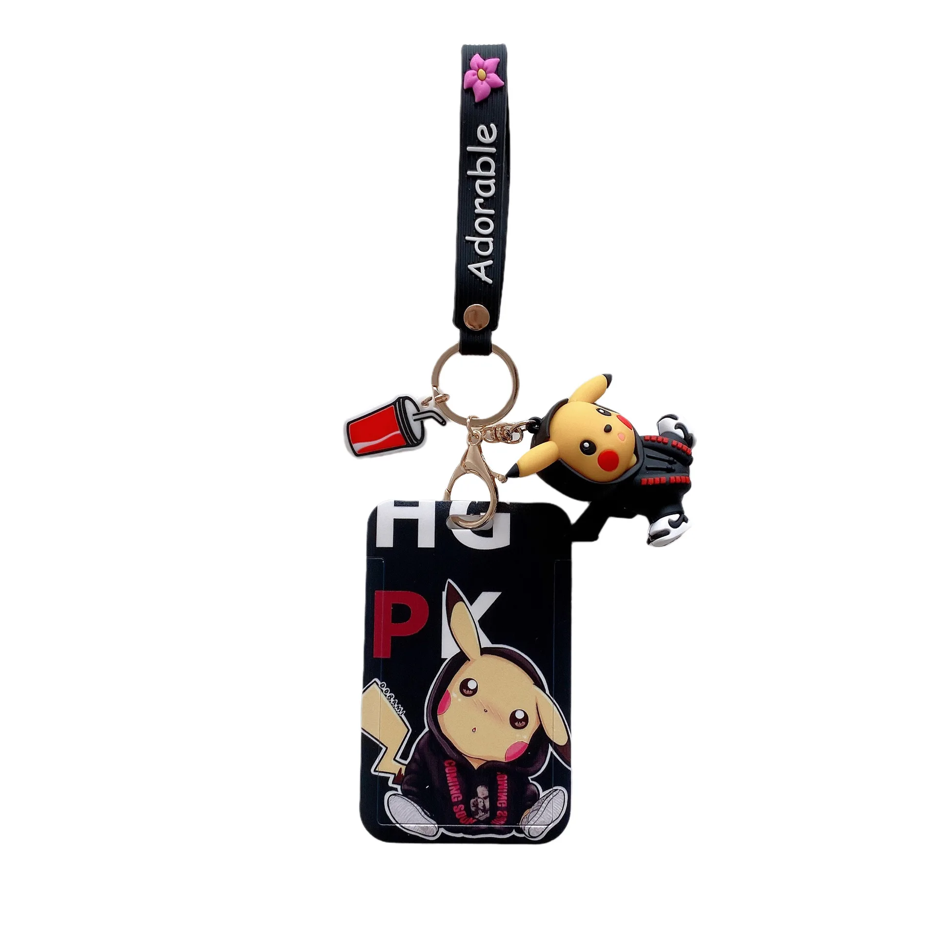 Good quality anime logo ID card holder holder cute cartoon model short lanyard keychain