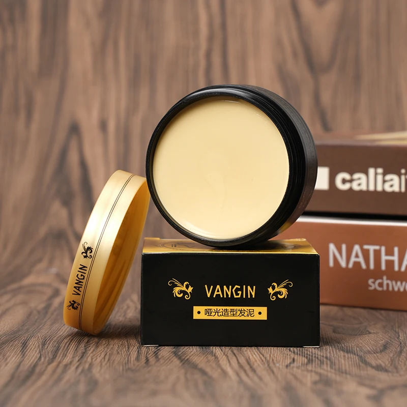 VANGIN 80g Gold hair mud OEM Strong Hold Hair Styling Texture Hair Matte Paste Matte Cream Matt Clay For Men