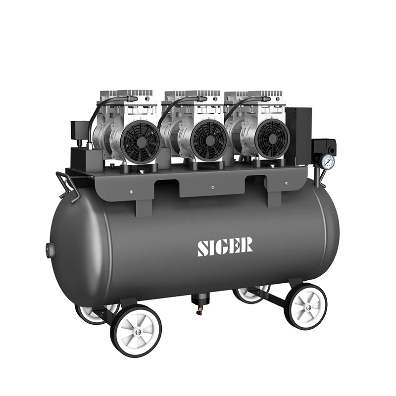 Factory Supplier Siger SA220 Oil-less Air Compressor Italian-made bearing Copper-wired motor 90L dental compressor silent