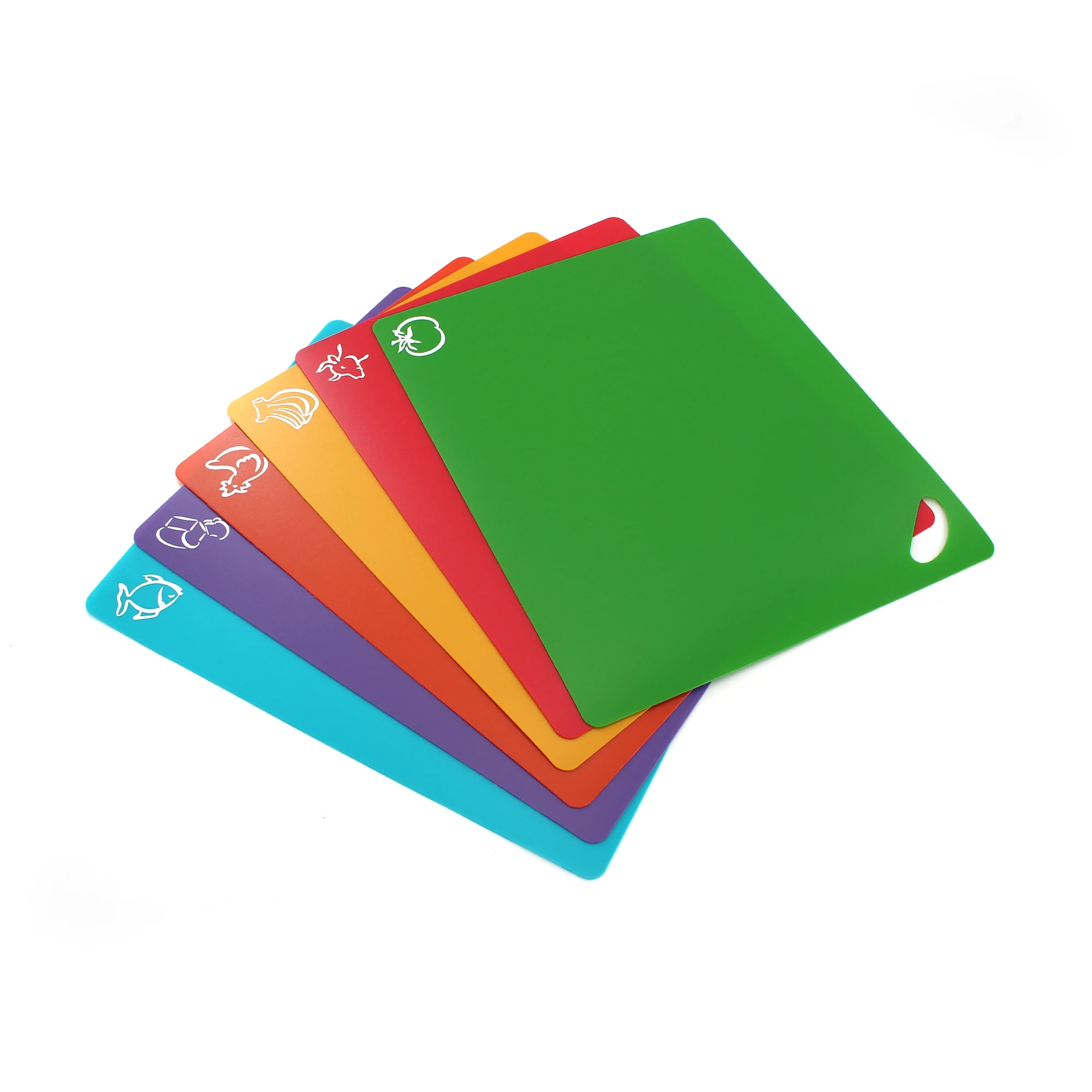 Hot Selling Non Porous Colorful 6PCS Plastic Cutting Board Set Thin Cutting Mats Sheets for Kitchen