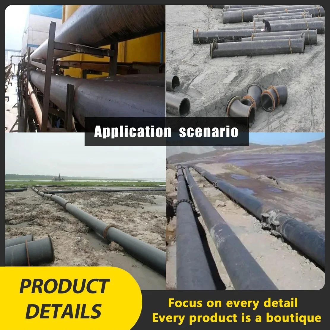 Dn25-Dn2000 Anti-Corrosive Professional Ceramic Lined/Rubber Lined Tailings  Pipes Slurry Pipeline mine tailing pipeline