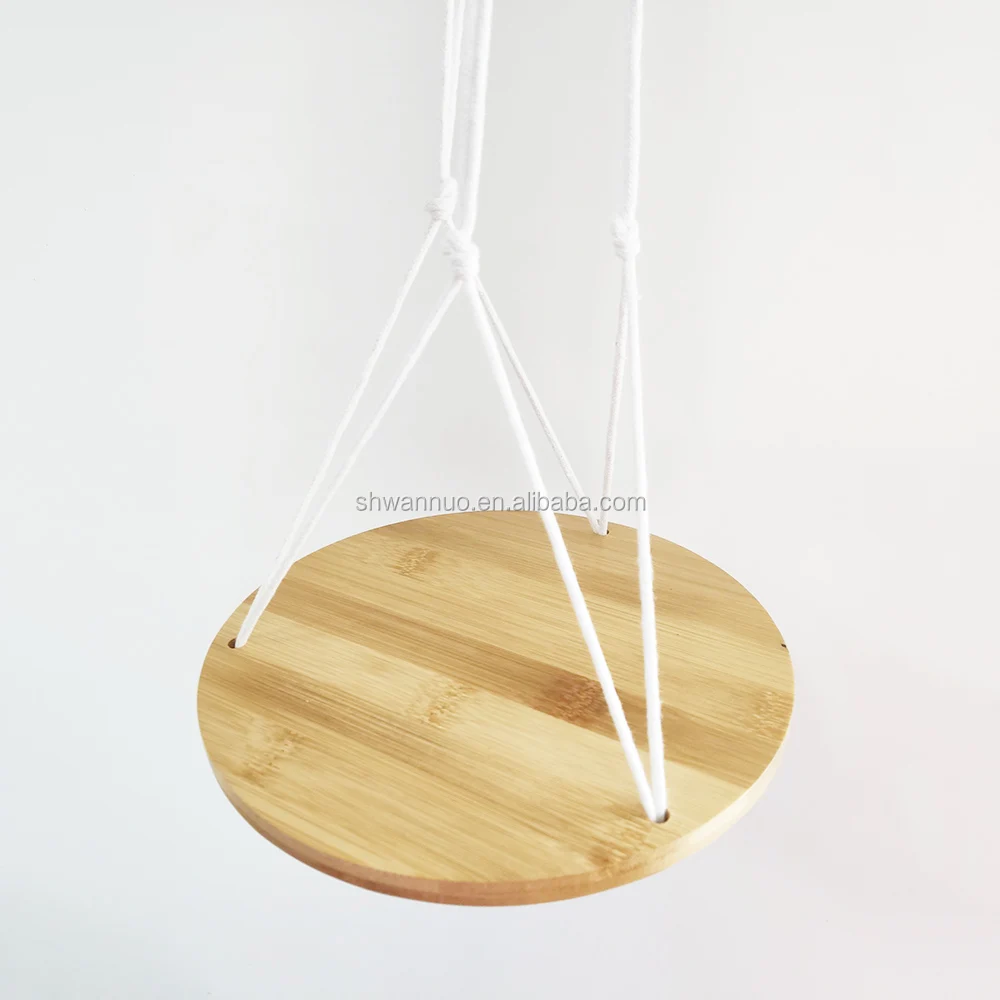 Wanuocraft Home Decor Macrame Plant Hanger Shelf Hanging Planter Custom Bamboo Flower Shelf