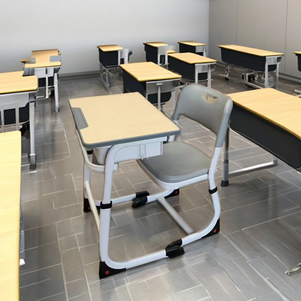 Factory Wholesale Educational Furniture Double Bench Student Desk Chair Set Steel Frame Wood Plastic Metal Carton School Modern