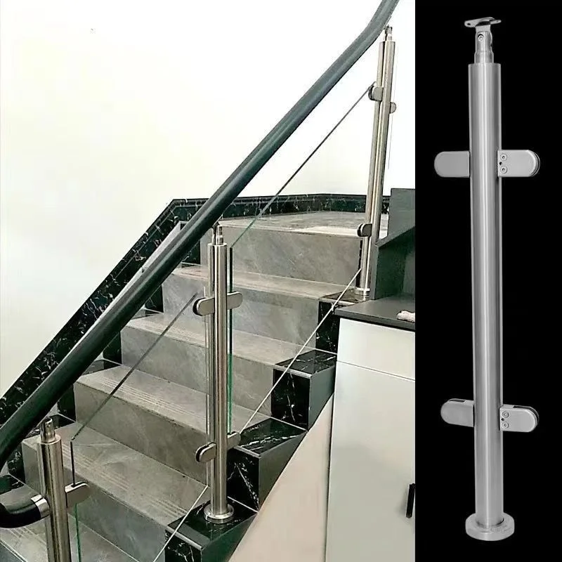 Glass Balcony Railing Post System Stainless Steel 304 Decking Handrail Balusters with Glass Clamp Outdoor Glass Railing