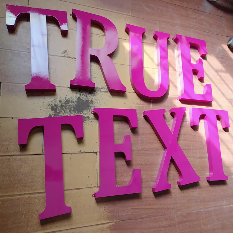 Customized outdoor advertising sign shop signboard Stainless Steel Alphabet Letters Large Size PINK Metal Numbers and Letters