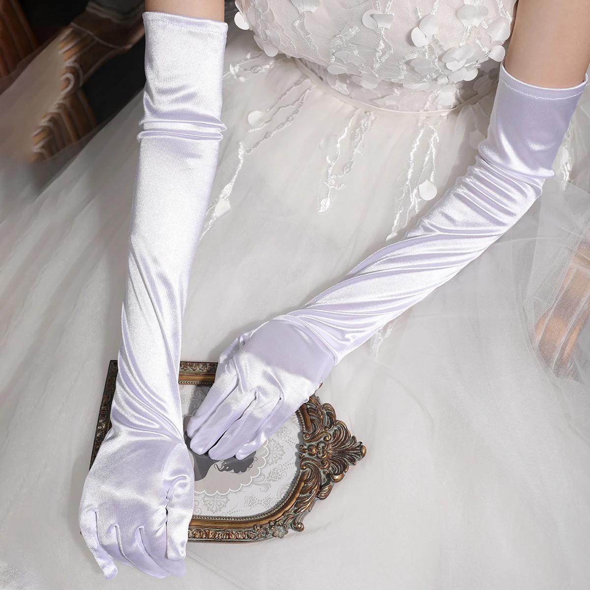 Удлиненные налокотники атласные свадебные аксессуары перчатки для женщин