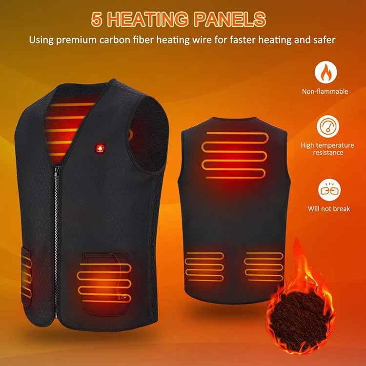 Usb Men Winter Electronic Heat 5V Rechargeable Battery Vest Smart 7.4V 6Xl Heated Jacket Three Block
