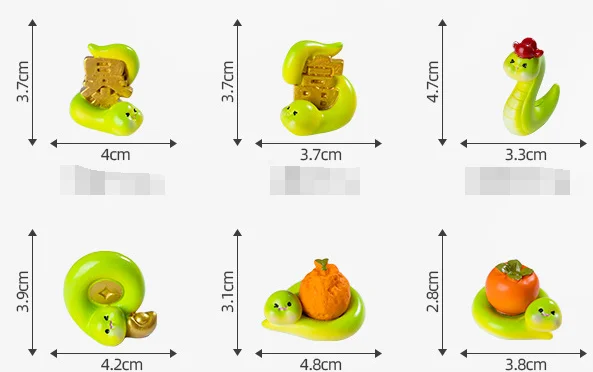 small gift kawaii cartoon chinese new year 3D snake decorations 2025 doll zodiac golden figurines resin kids art craft ornaments