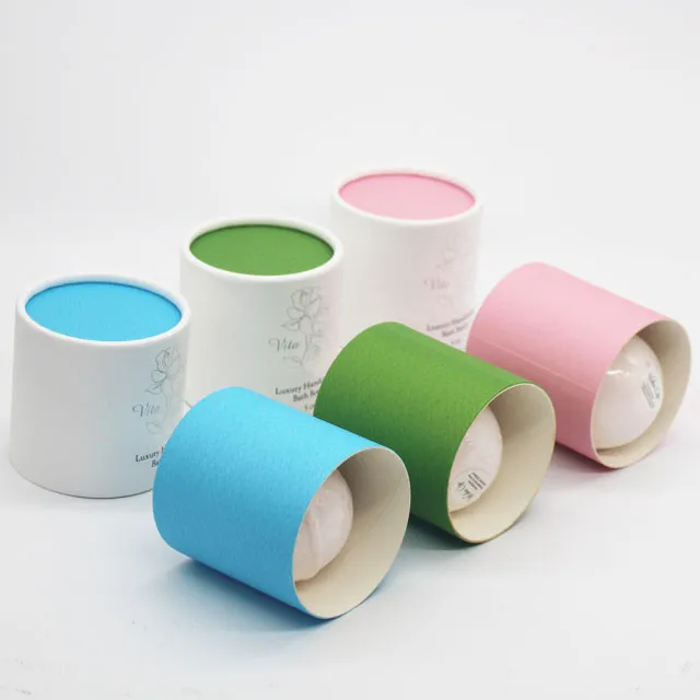 eco-friendly handmade soap cardboard cylinders packaging luxury design paper tube for bath bomb packaging