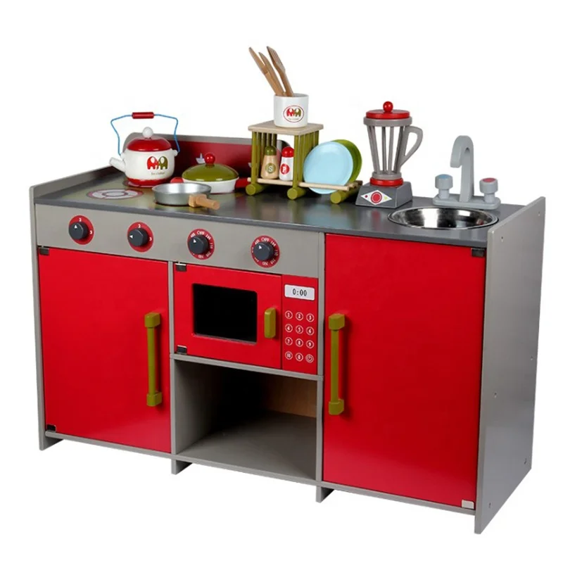 Europe kitchen miniature kitchen toys Children Wooden Pretend Play Game Kitchen Toys Wooden Cube