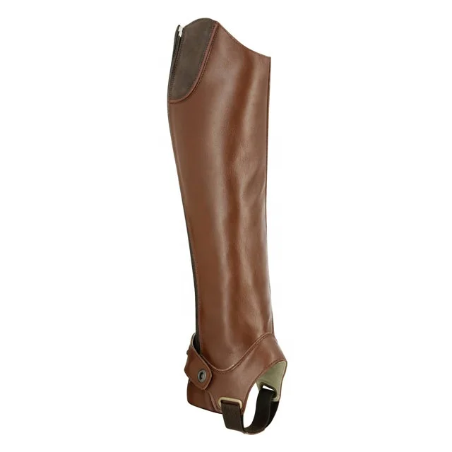 High Quality Adult Leather Horse Riding Half Chaps in Brown Color Half Chaps Men Genuine Leather Chaps for Men (1600203923785)